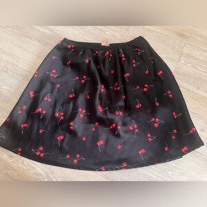 Cherry Print Black Skort